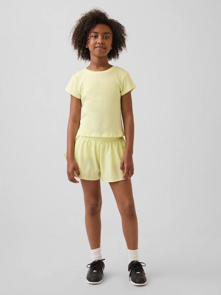 Kids Quick-Dry Butterfly-Hem Run Shorts