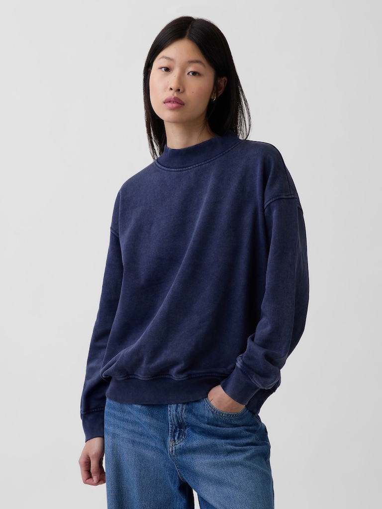 VintageSoft Oversized Mockneck Tunic Sweatshirt