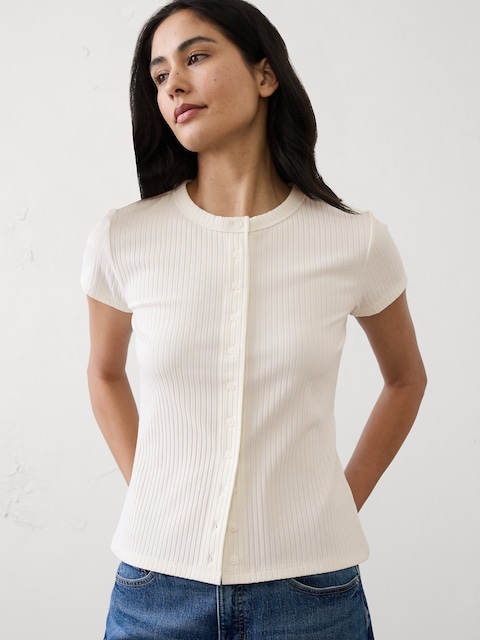 Pull Femme Banana Republic Blanc Manches 3/4 - Taille M - Occasion Très Bon état