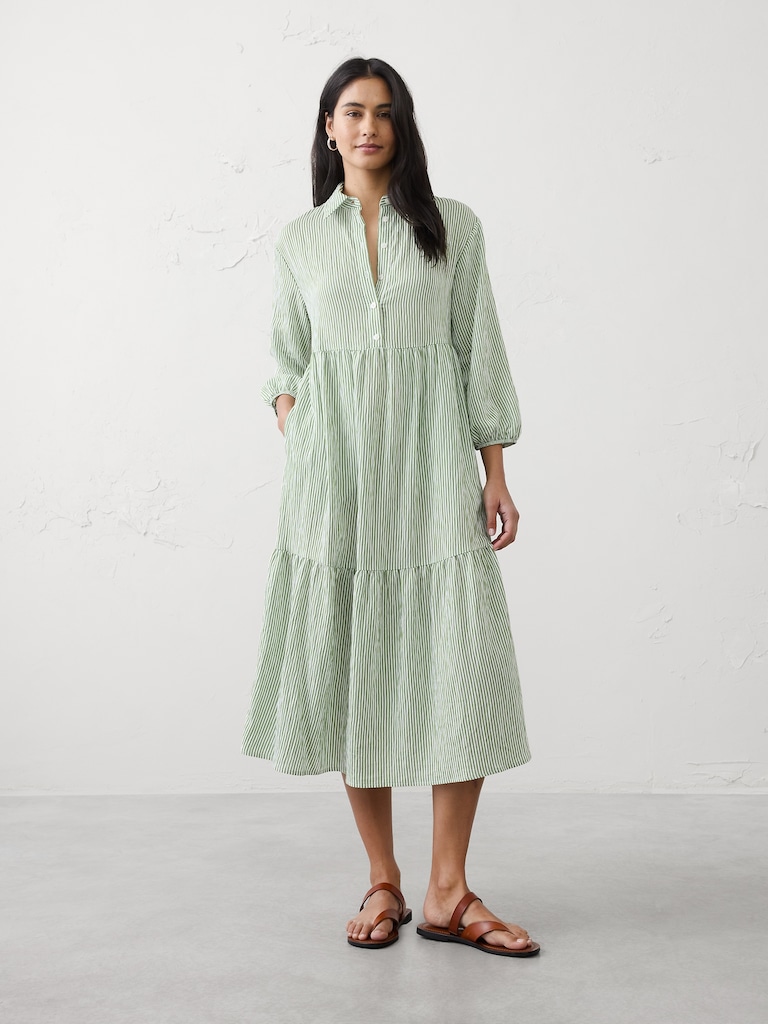 Tiered Midi Shirtdress