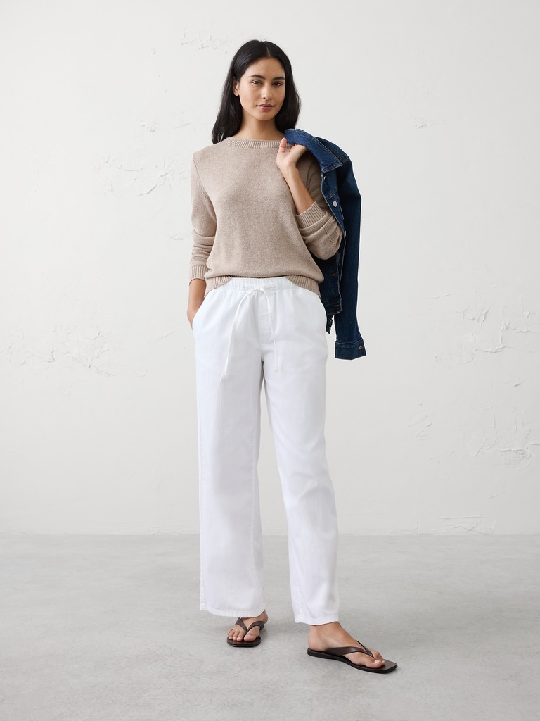 Ramie-Cotton Pointelle Sweater