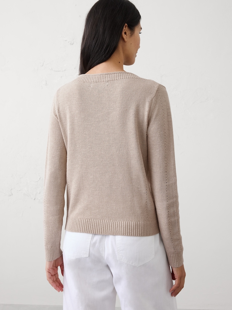 Ramie-Cotton Pointelle Sweater