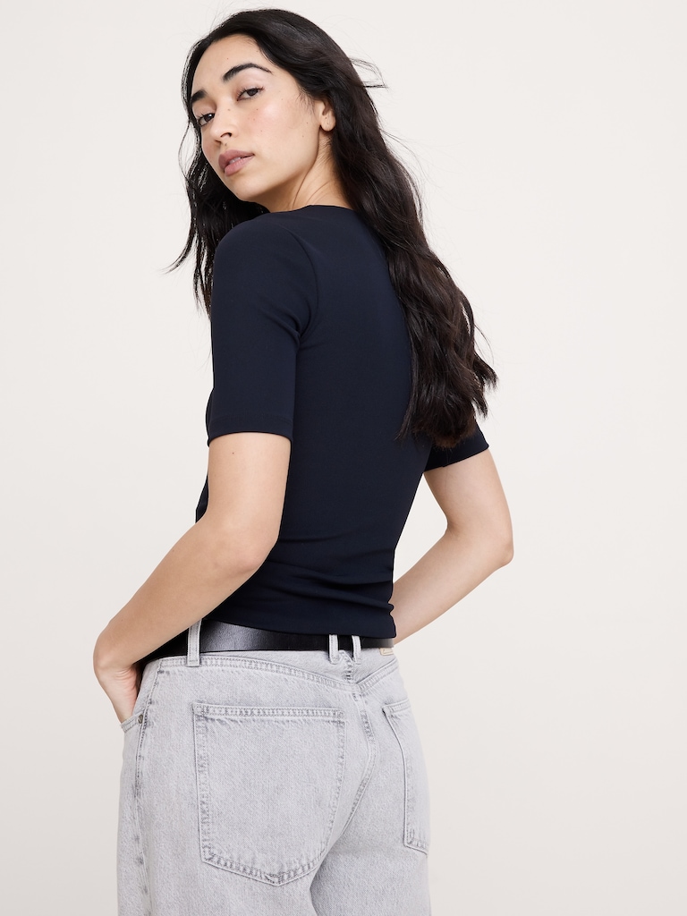 Sculpted-Stretch Square-Neck Top