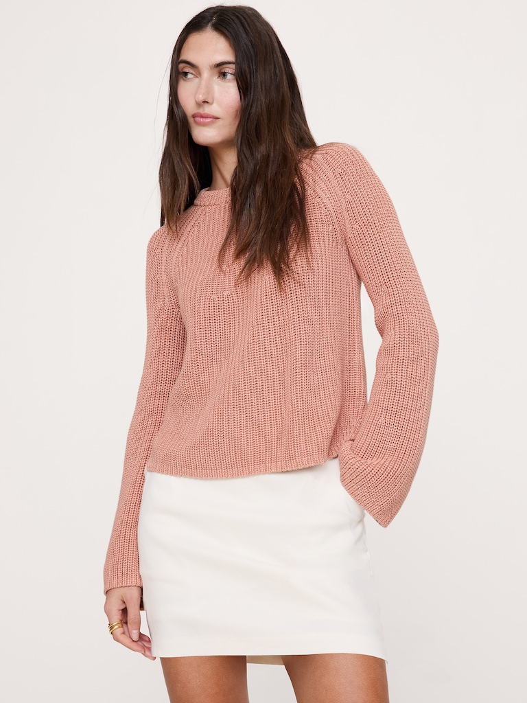 Cotton Flare-Sleeve Sweater