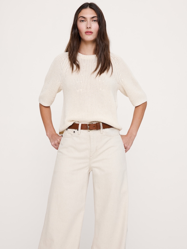 Cotton Puff-Sleeve Sweater