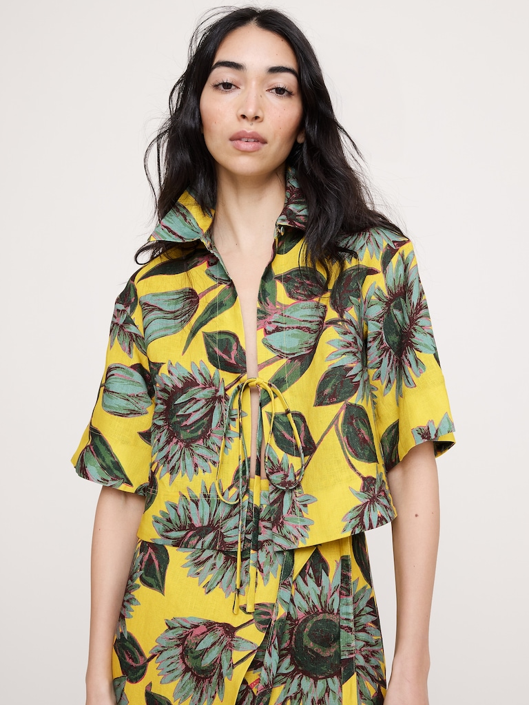 Linen Tie-Front Shirt