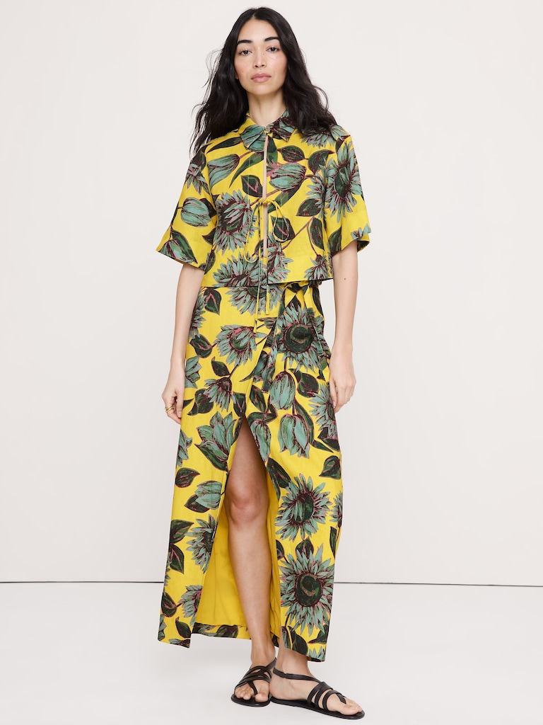 Linen Tie-Front Shirt