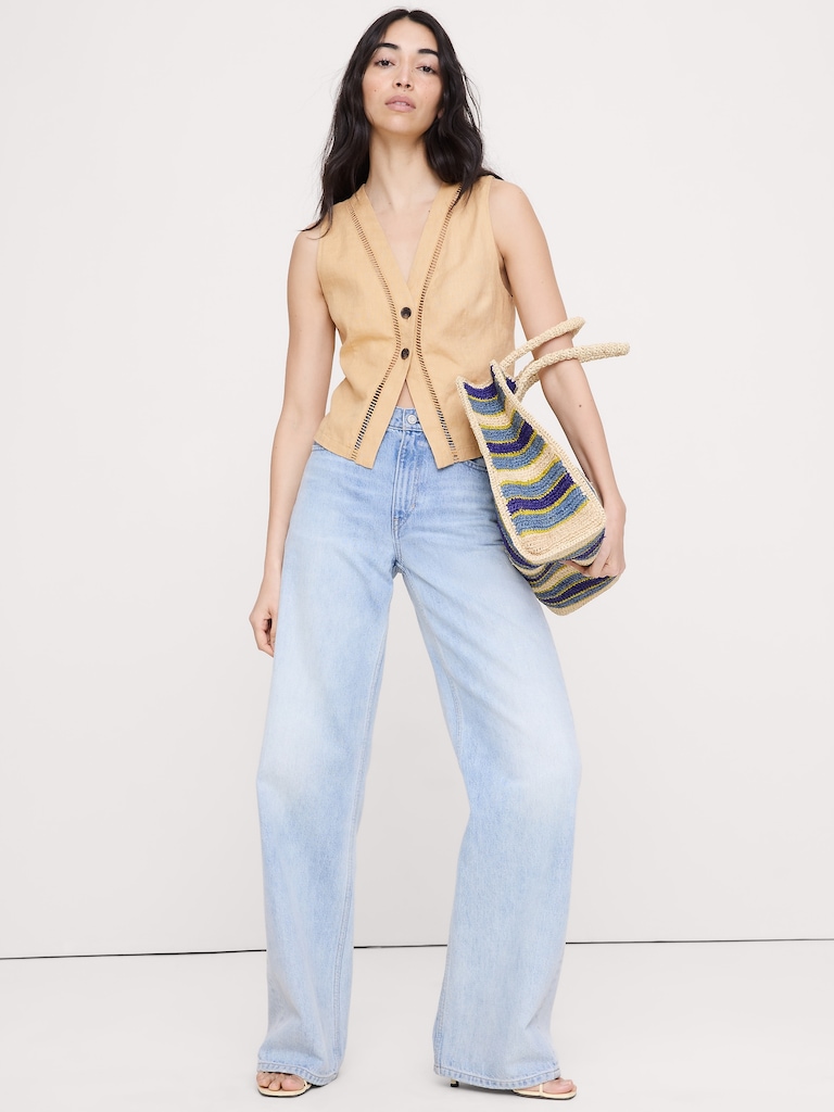 Linen Lace-Trim Vest