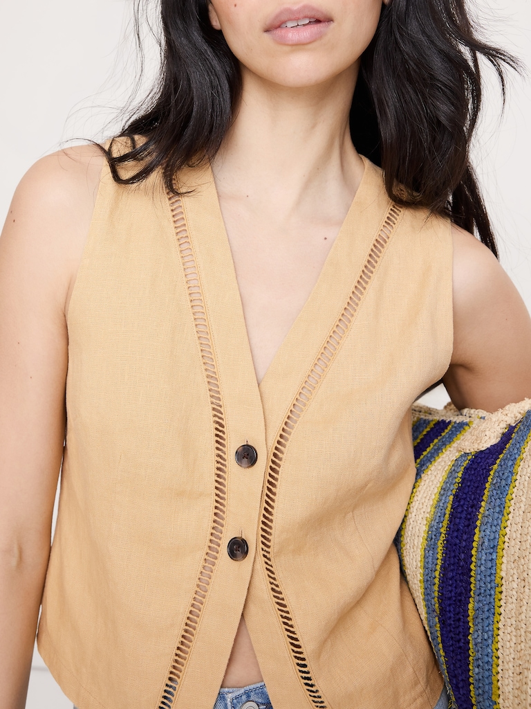 Linen Lace-Trim Vest