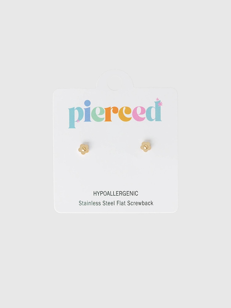 Pierced Co Tiny Classic Flower Screwback Earrings