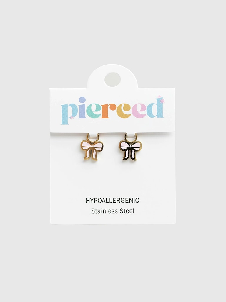 Pierced Co Pink Bow Charm For Huggie Earrings