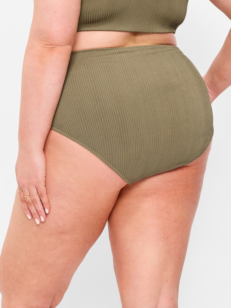 High-Waisted Ribbed Bikini Swim Bottoms