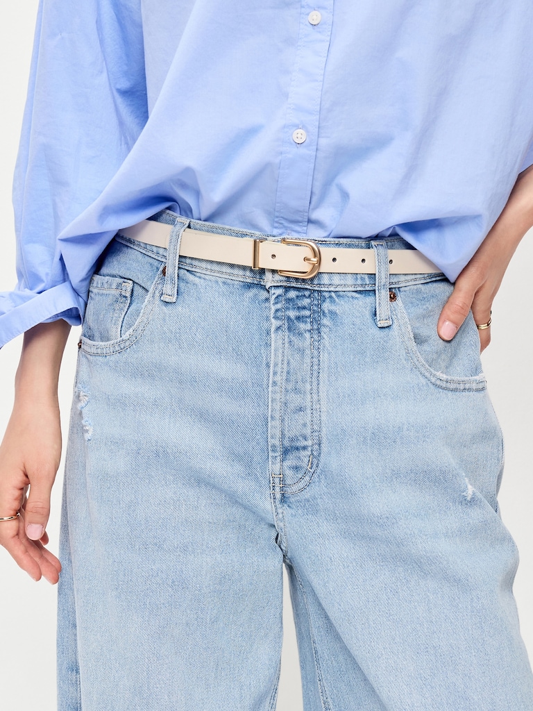 Classic Slim Faux-Leather Belt