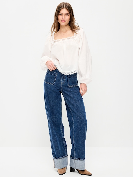 Extra Extra High-Waisted Cuffed Wide-Leg Jeans clearance deal