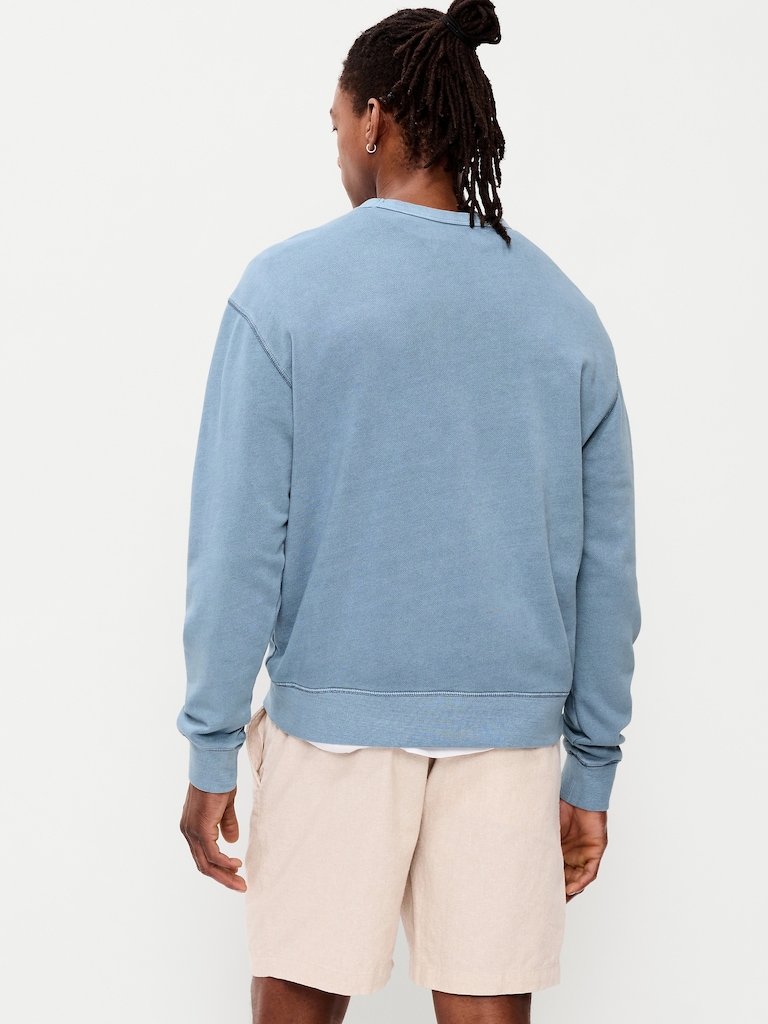 Loose Garment-Washed Crew-Neck Sweatshirt