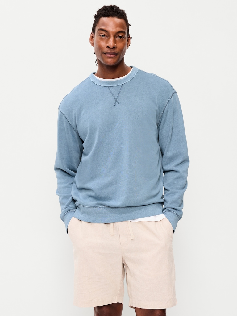 Loose Garment-Washed Crew-Neck Sweatshirt