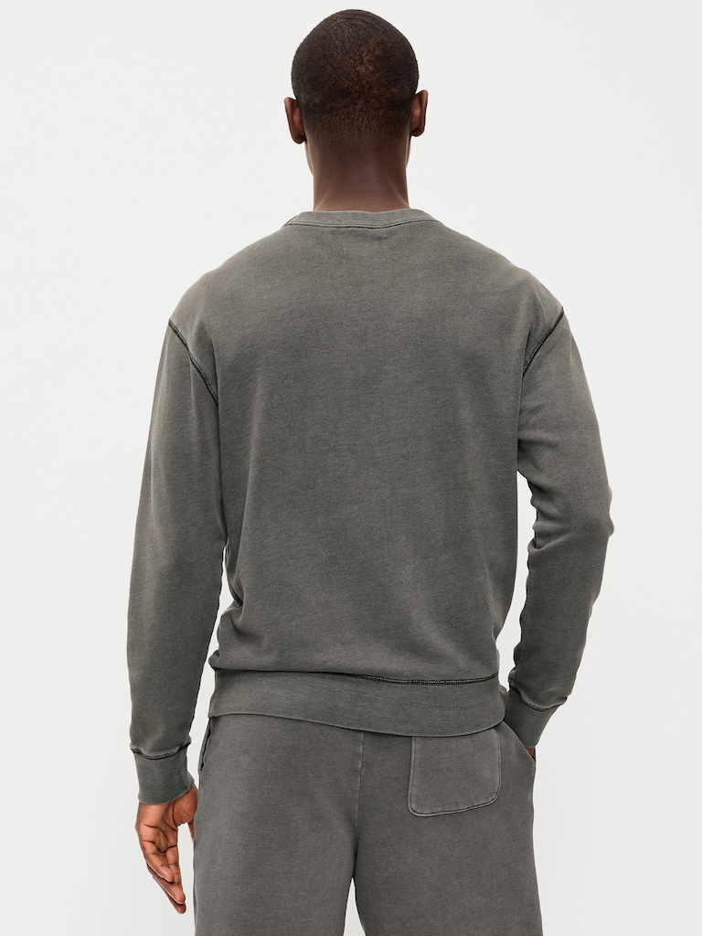Loose Garment-Washed Crew-Neck Sweatshirt
