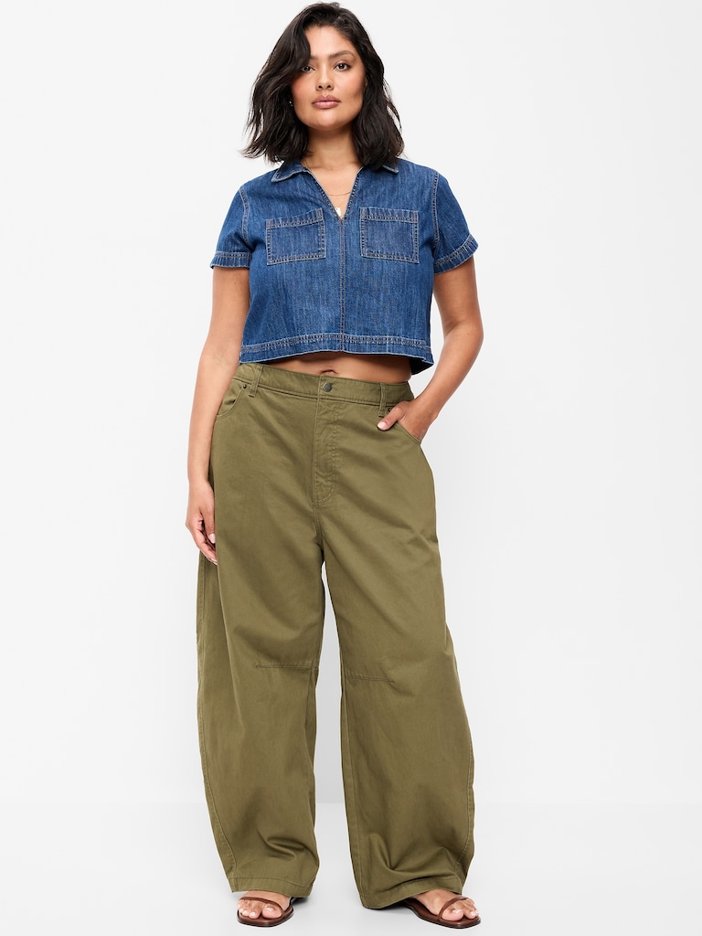 Mid-Rise Barrel Chino Pants