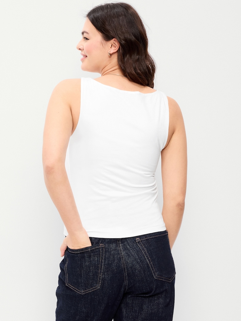 Hug Double-Layer Boat-Neck Top