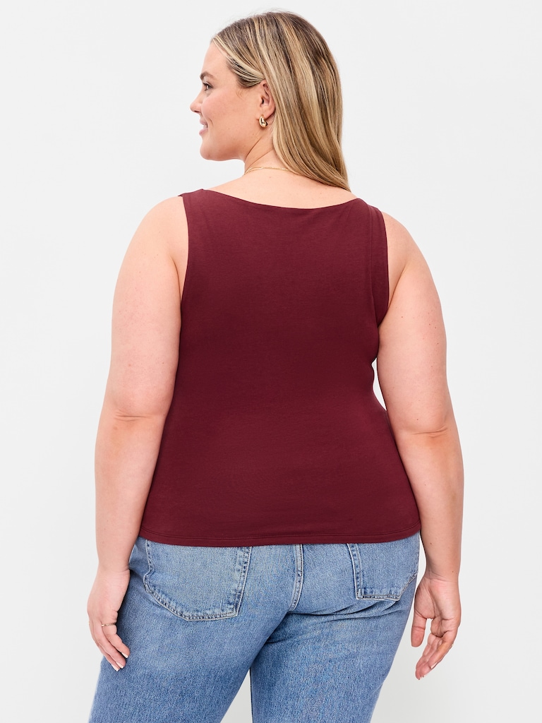 Hug Double-Layer Boat-Neck Top