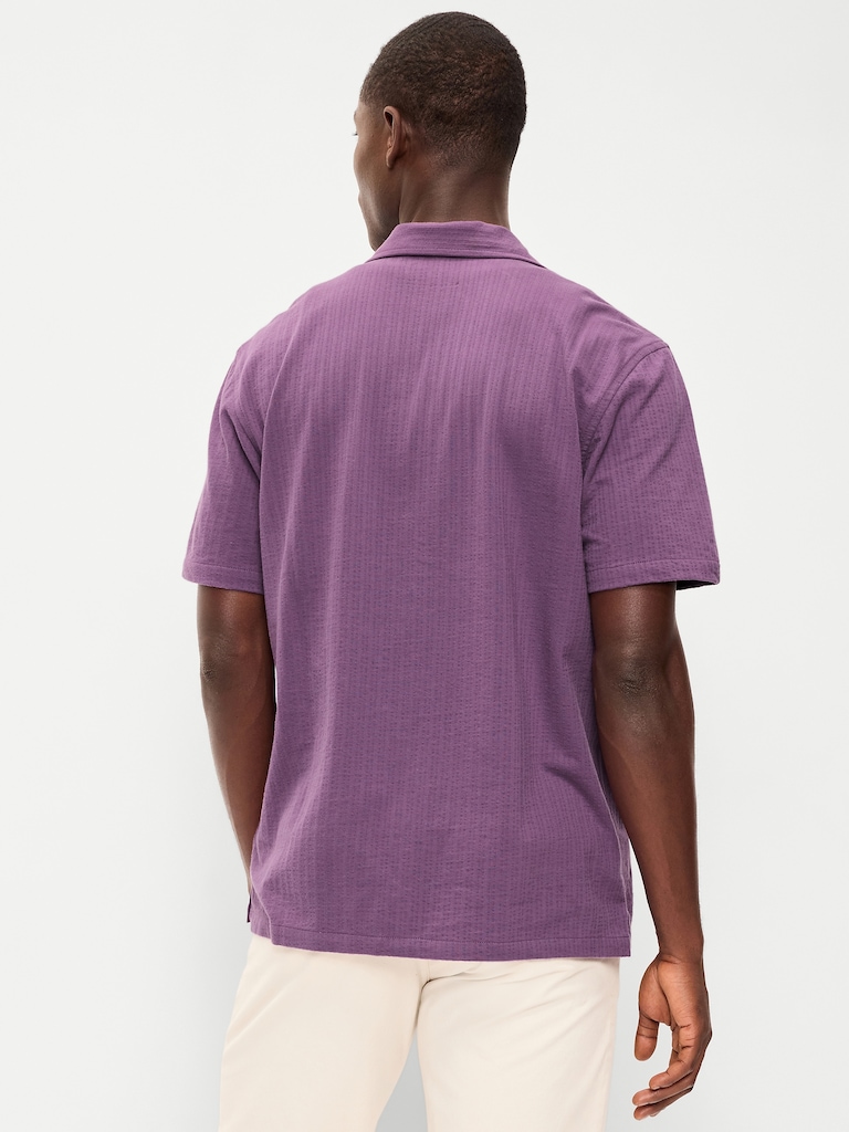 Short-Sleeve Textured Camp Shirt