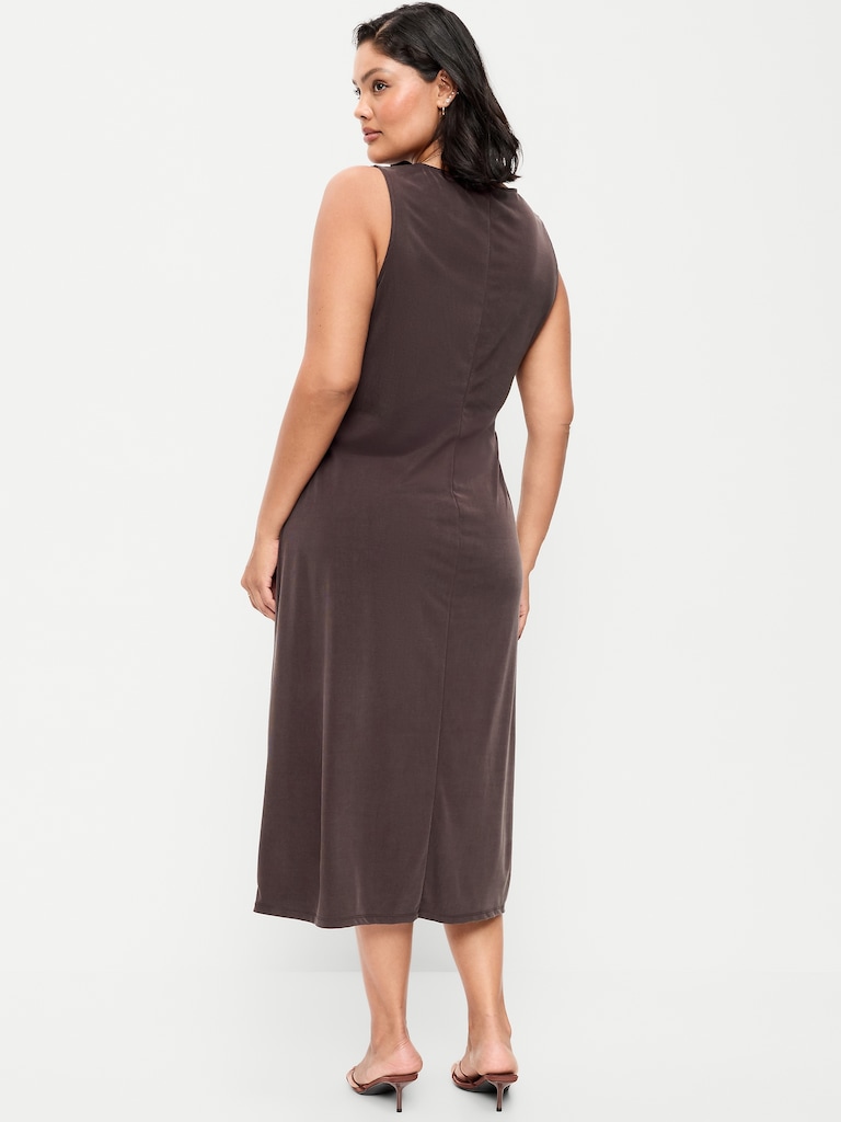 Sleeveless Draped Midi Dress