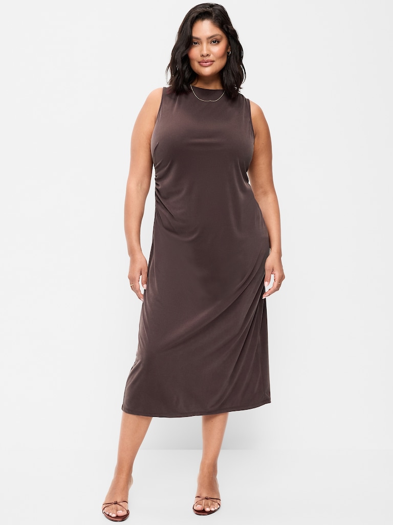 Sleeveless Draped Midi Dress