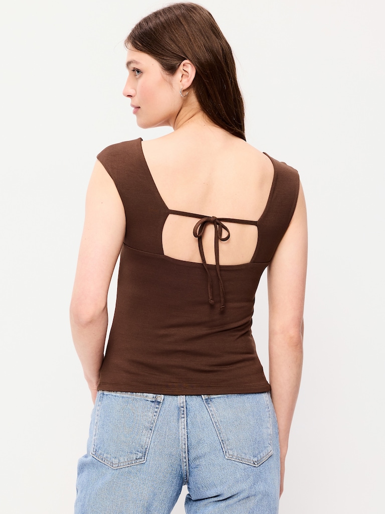 Cap-Sleeve Tie-Back Top
