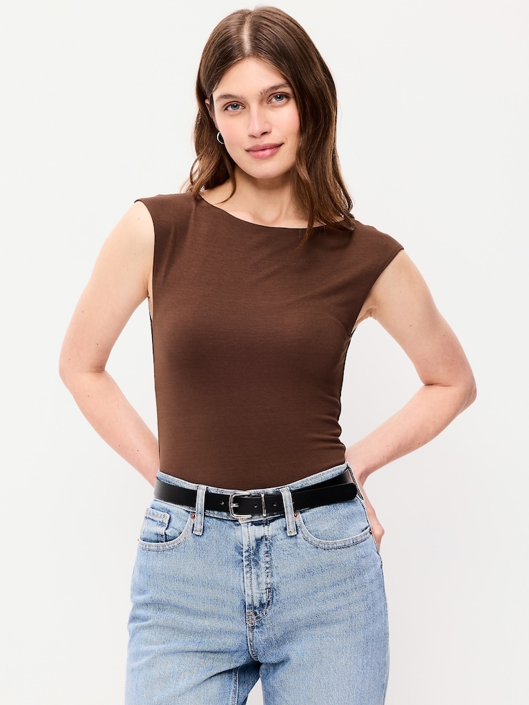Cap-Sleeve Tie-Back Top