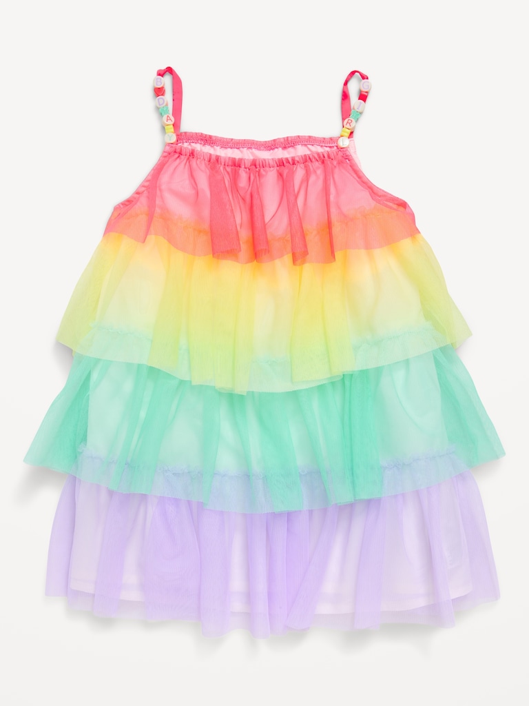 Birthday Sleeveless Tiered Tulle Dress for Toddler Girls