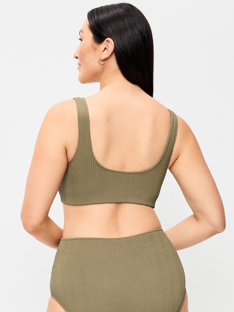 Ribbed Scoop-Neck Swim Top