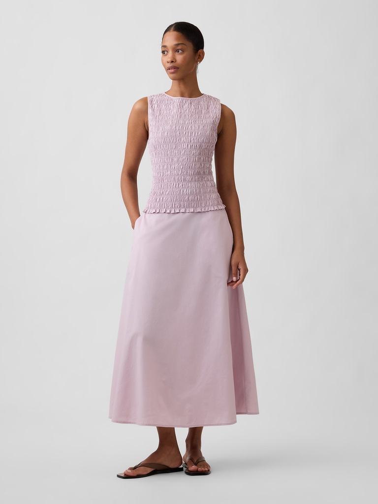 Smocked Sleeveless Boatneck Top