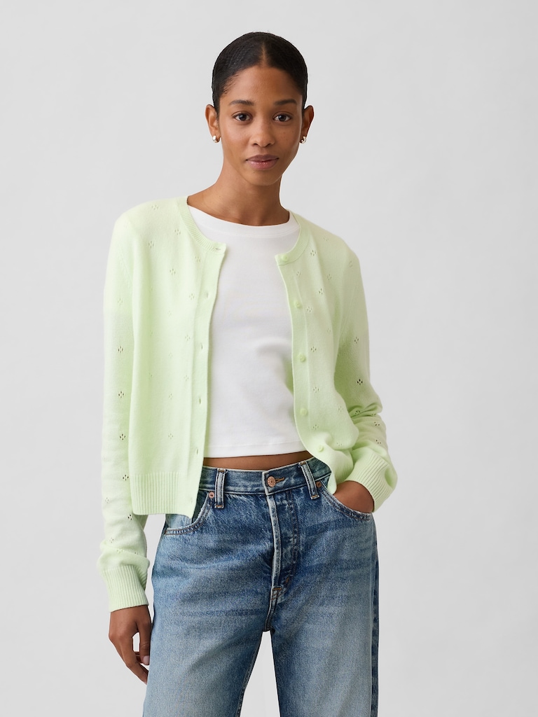 CashSoft Pointelle Cardigan