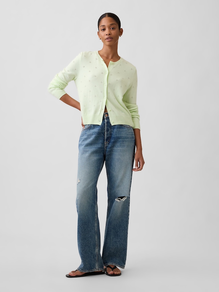 CashSoft Pointelle Cardigan