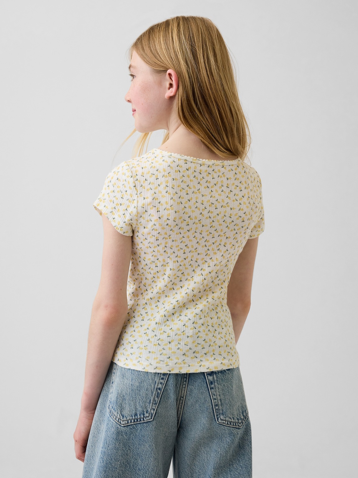 Kids Pointelle Rib Fitted T-Shirt
