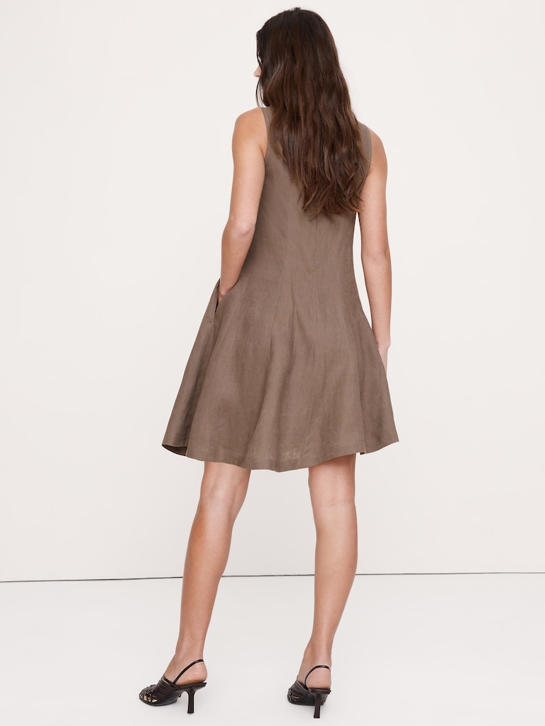 Paneled Linen Mini Dress