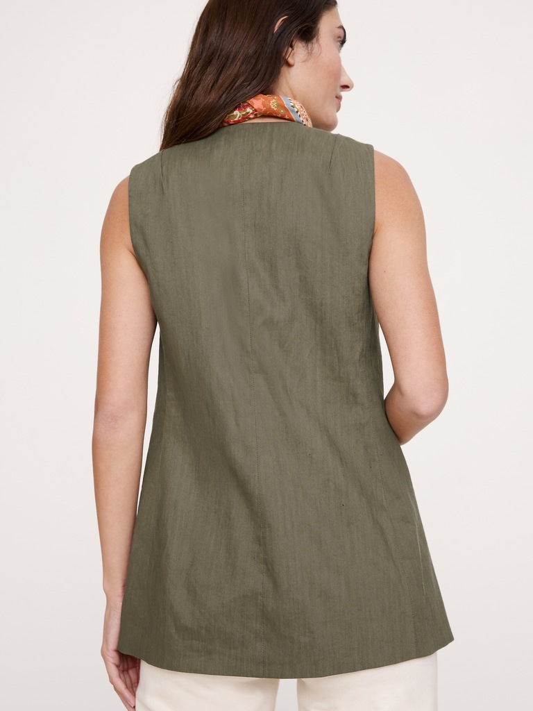 Stretch Linen-Viscose Long Vest