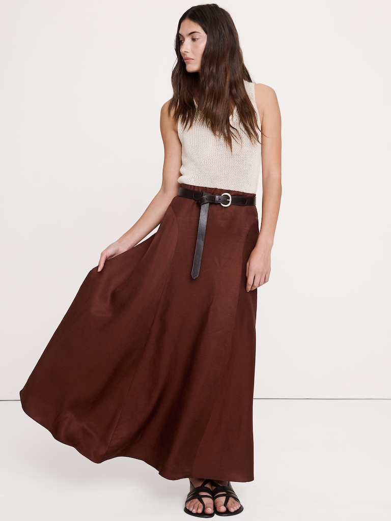 Viscose-Linen Maxi Skirt