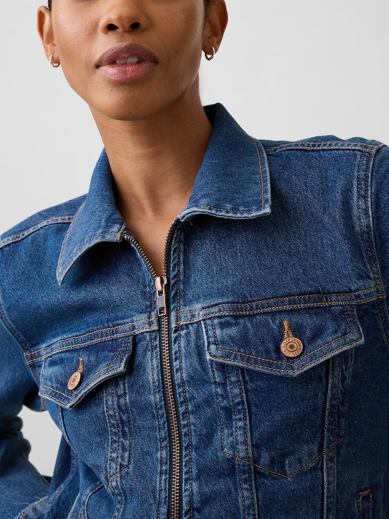 Shrunken Icon Denim Zip Jacket