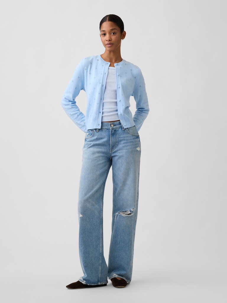 CashSoft Pointelle Cardigan