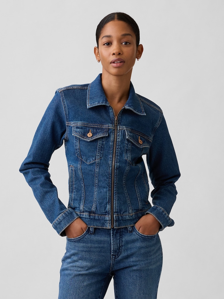 Shrunken Icon Denim Zip Jacket