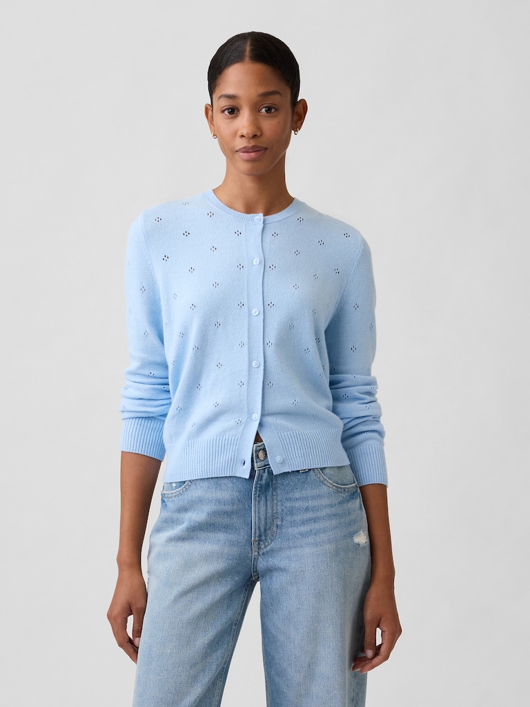 CashSoft Pointelle Cardigan