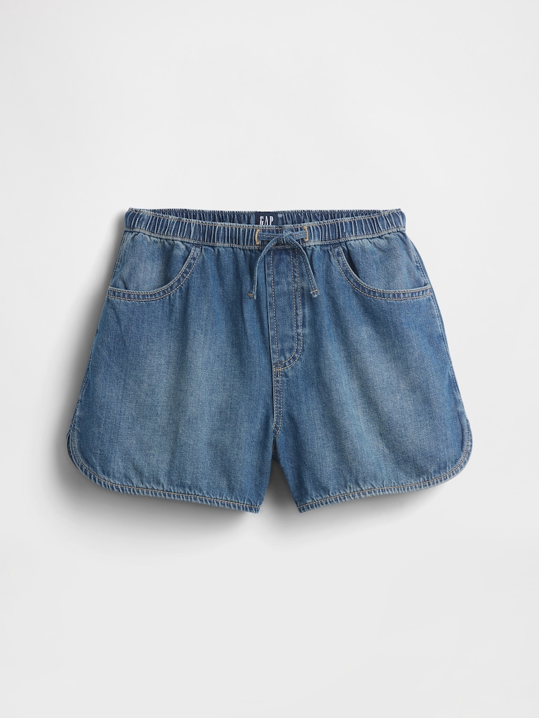 Short confort à ourlet arrondi fendu à taille haute en denim pour Enfant