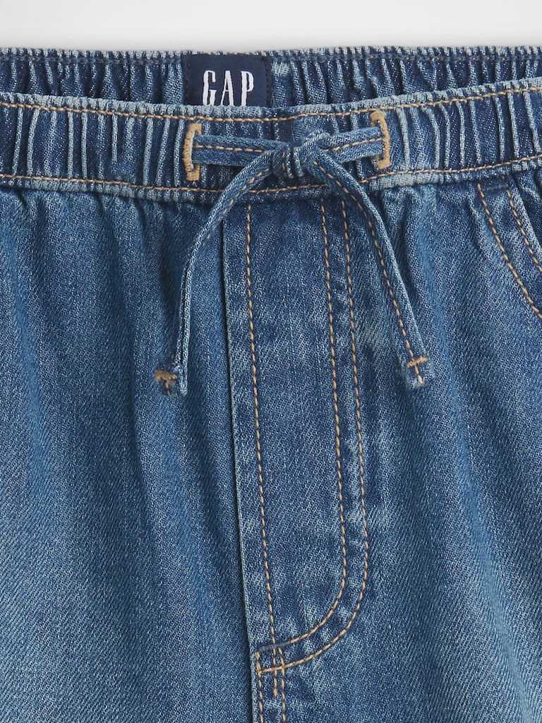 Short confort à ourlet arrondi fendu à taille haute en denim pour Enfant