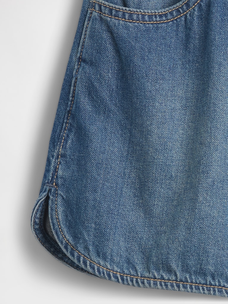 Short confort à ourlet arrondi fendu à taille haute en denim pour Enfant