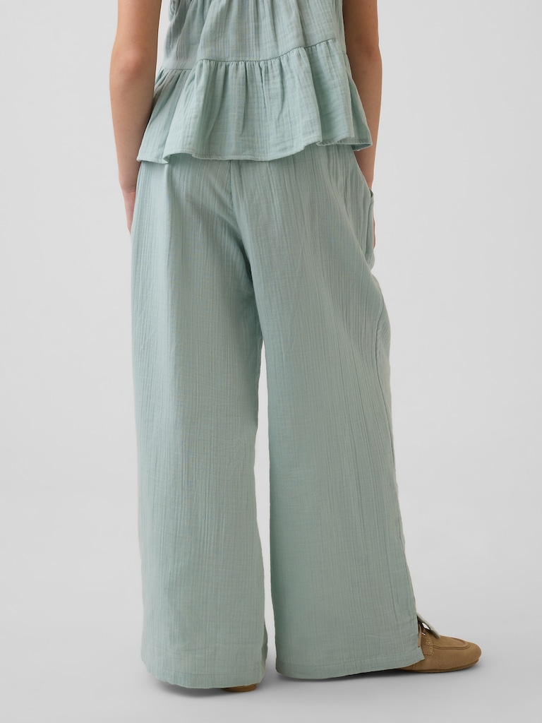 Kids Cotton Gauze Wide-Leg Pants