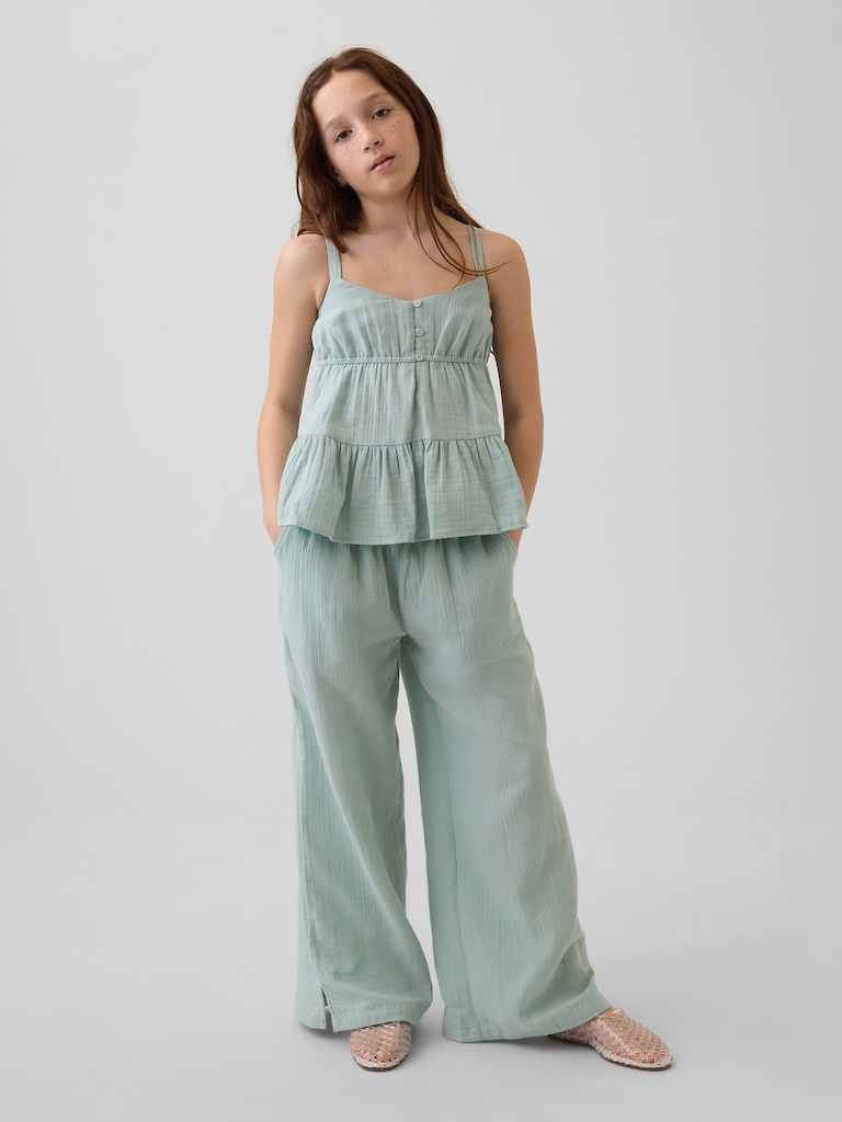 Kids Cotton Gauze Tiered Tank Top