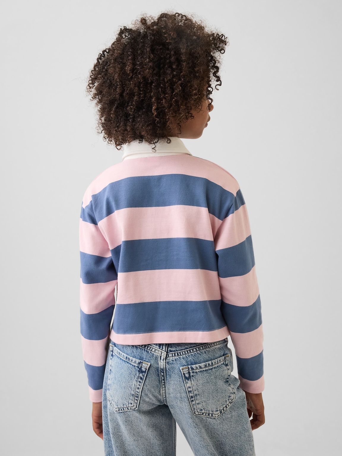 Kids Oversized Rugby Stripe Polo Shirt