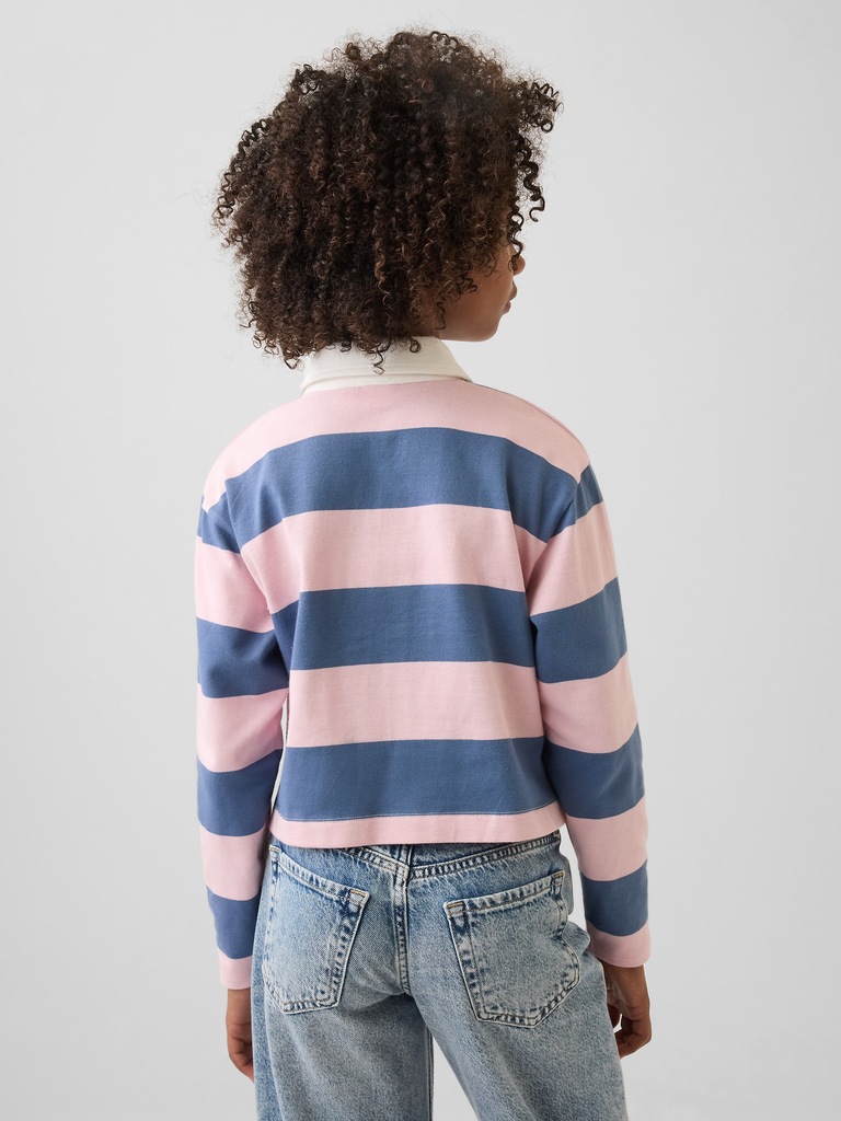 Kids Oversized Rugby Stripe Polo Shirt