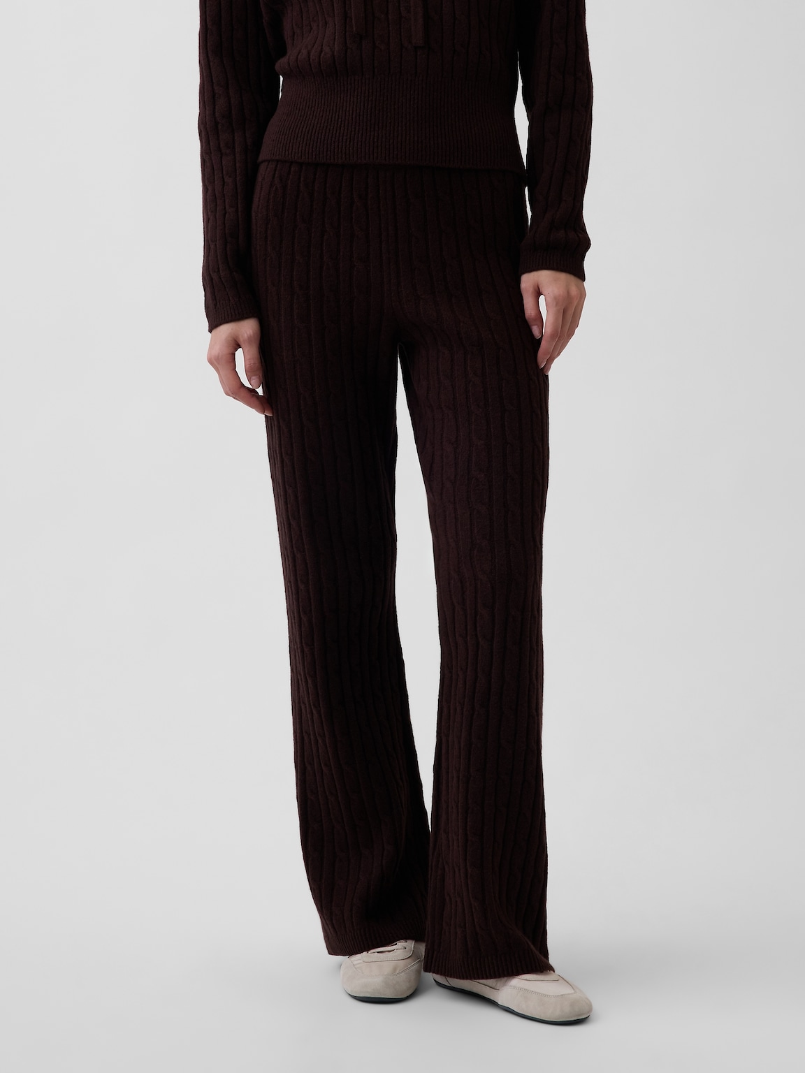 CashSoft Cable-Knit Sweater Pants